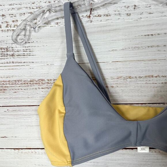 NEW Free People Seea Vega Lotus Gray and Yellow Bikini Top, NWT, Small, MSRP $75 - Picture 6 of 14